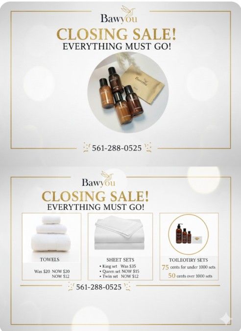 Closings Sale Towel Sets, Sheets Set, Toiletries Sets