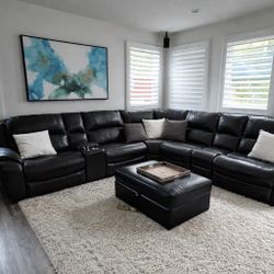 Three Recliner Leather Couch (ottoman Not Included)