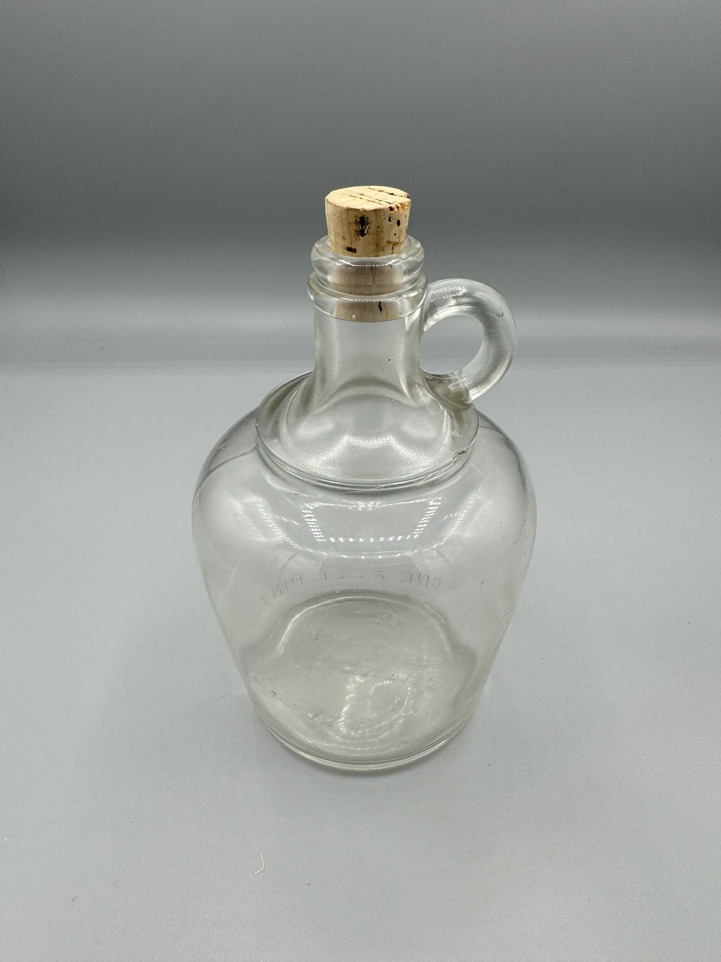 Antique Clear Glass Syrup Pitcher with Cork Stopper - Patent Mar 6, 1909
