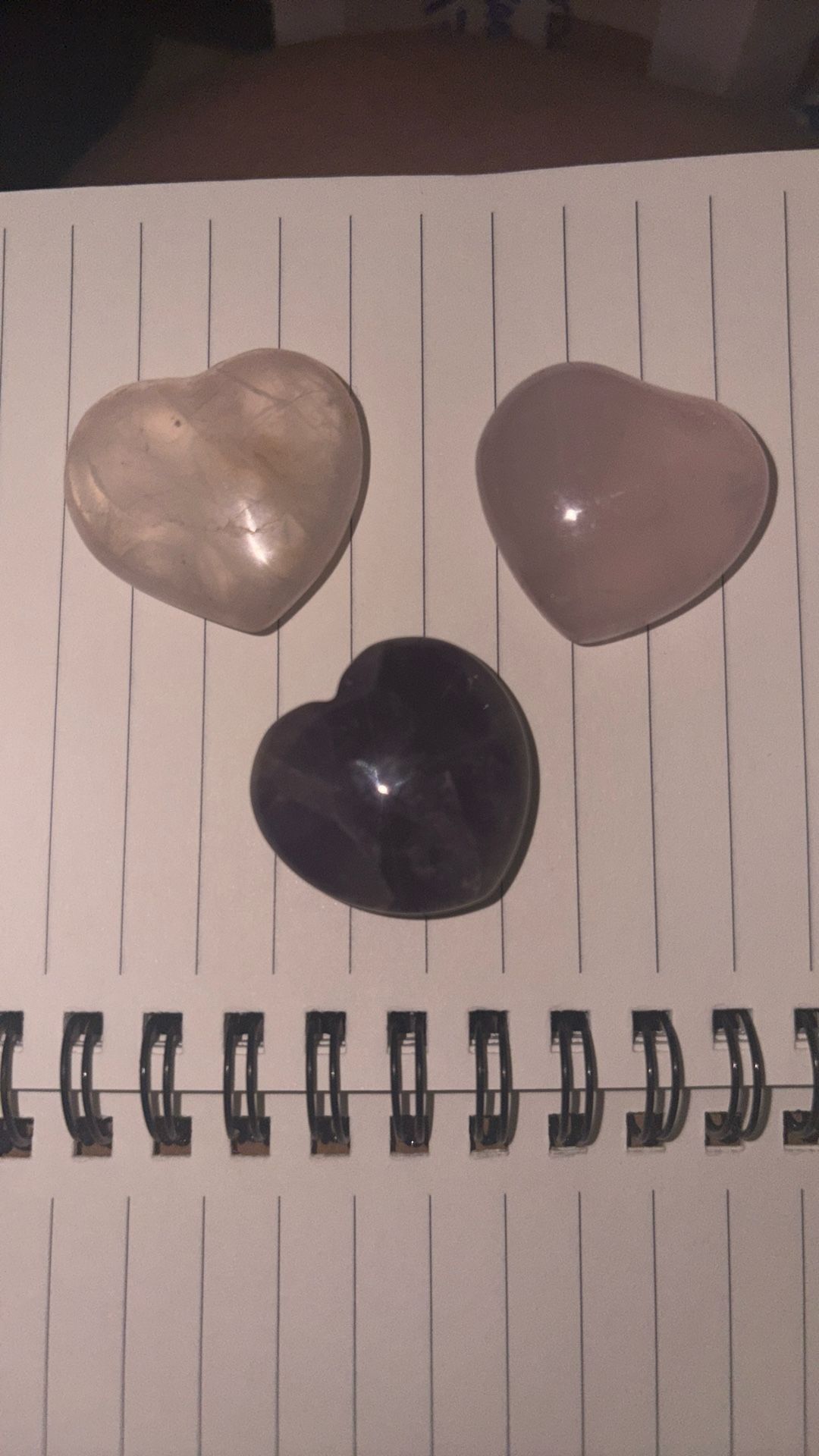 Real Stone Heart Shaped  Amethyst, Crystal Quartz And Rose Quartz