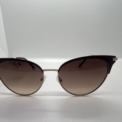 Calvin Klein Women's Satin Brown/Gold-Tone Metal Cat-Eye Sunglasses CK19309SG200