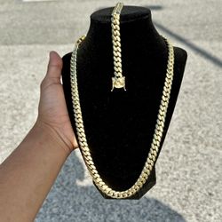 14k Gold Cuban Link Set