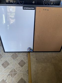 Magnetic Dry-Erase Whiteboard/Cork Bulletin Board, 47" x 35" X 1”, Black Frame