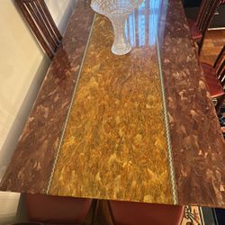 Brown MARBLE Dining Table Set for 6 - REAL MARBLE