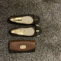 MK Flat Shoes Sz 8 and Wallet 