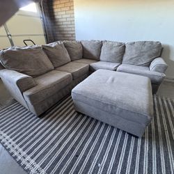 Gray Sectional Couch Sofa Sala Ottoman 