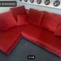 Red Couch With Lounger 