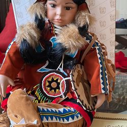 The Heritage Signature Collection Native American Porcelain doll 11” tall