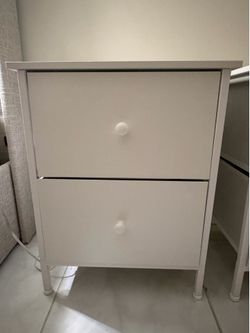 Set of 2 White Nightstands with 2 Drawers Each