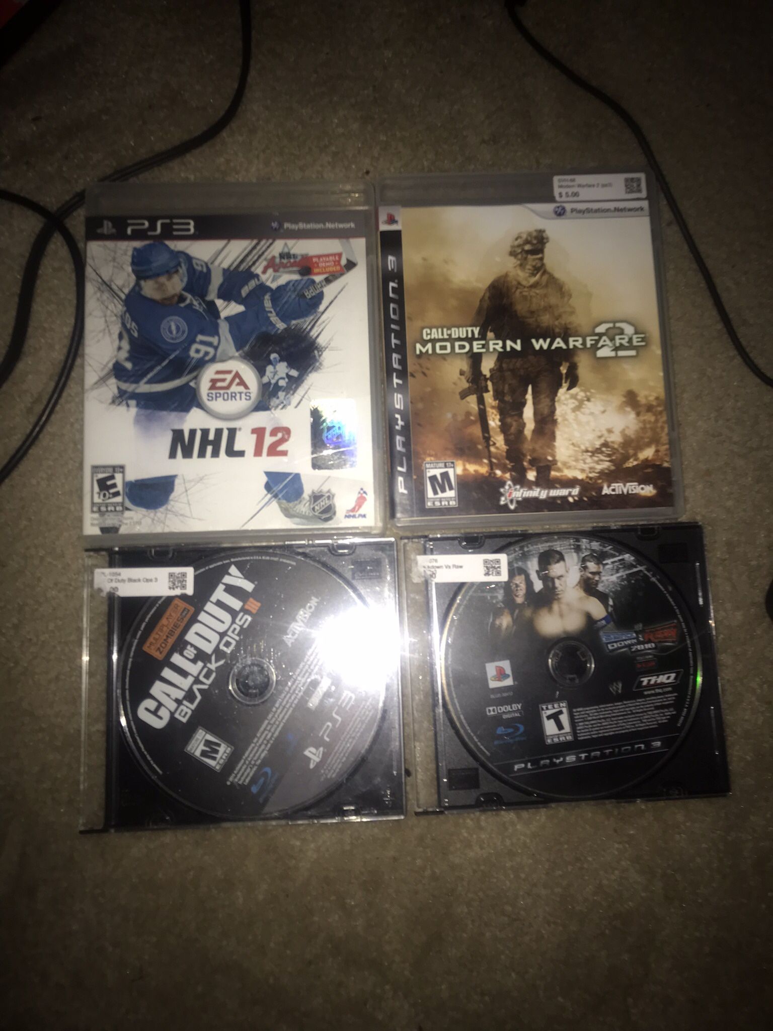 Ps3 Games Nhl 12 Mw2 Wwe Bo3 $5 Each