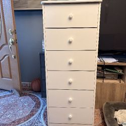 White Slim 6 Drawer Chest