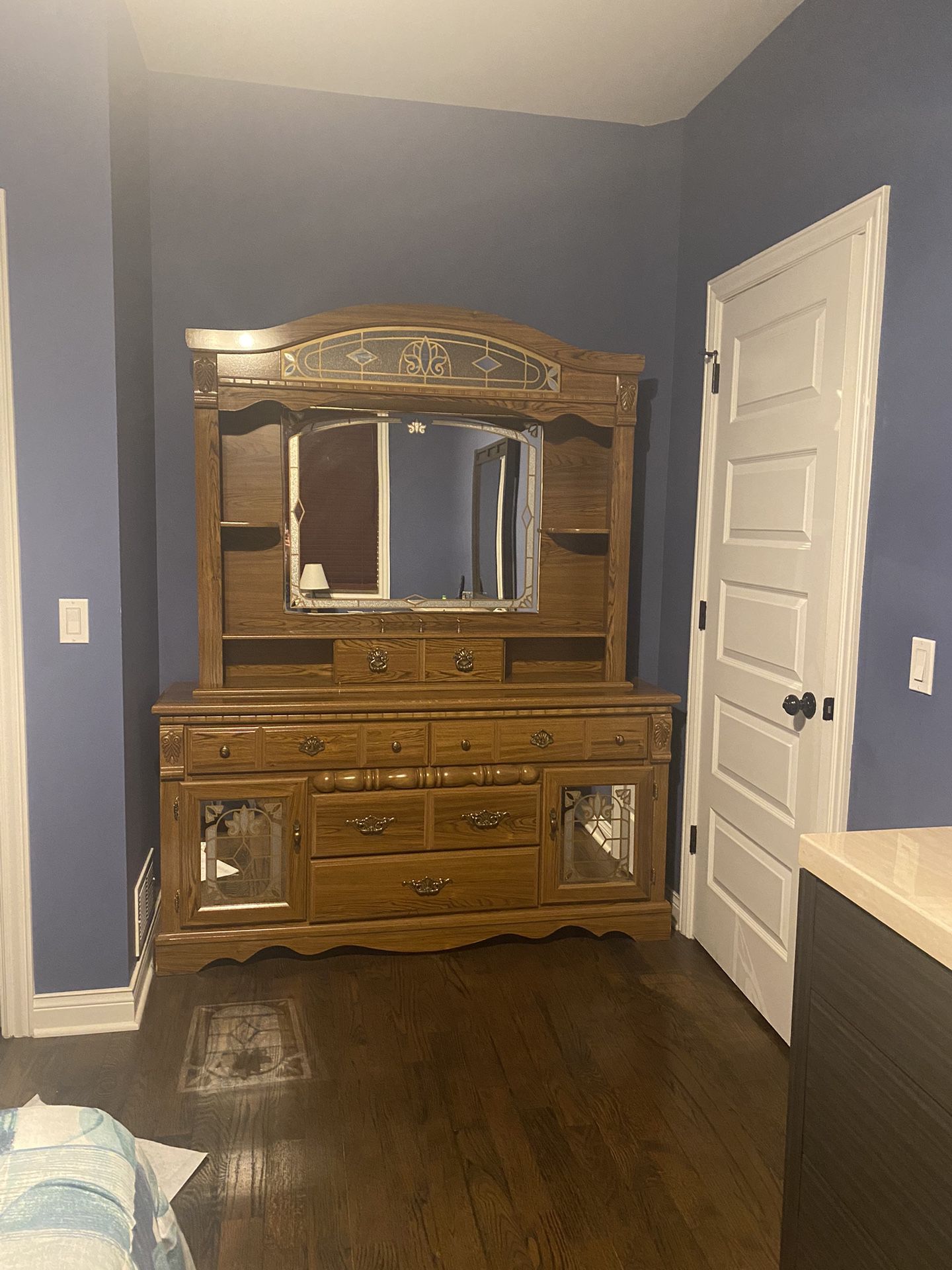 Brown Wooden Dresser With Mirrors 