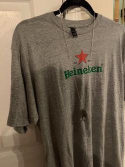 Heinieken men’s T-shirt and dog tag bottle opener