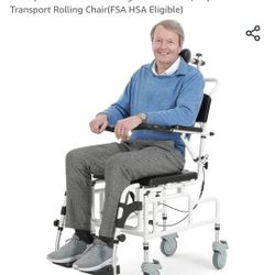 OasisSpace 4-in-1 Mobility Assist Shower Commode Wheelchair Toilet Frame Chair