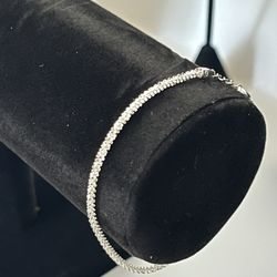 Unisex twisted rock 925 Sterling silver tennis anklet bracelet