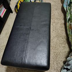 Black Leather Ottoman Bench With Storage 