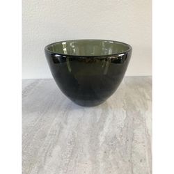 Vintage Mid 20th Century Gray-Green Mouth Blown Glass Bowl