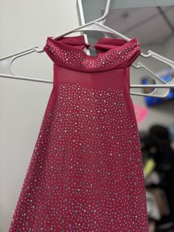Hot Pink Bedazzled Mock Neck Short Dress