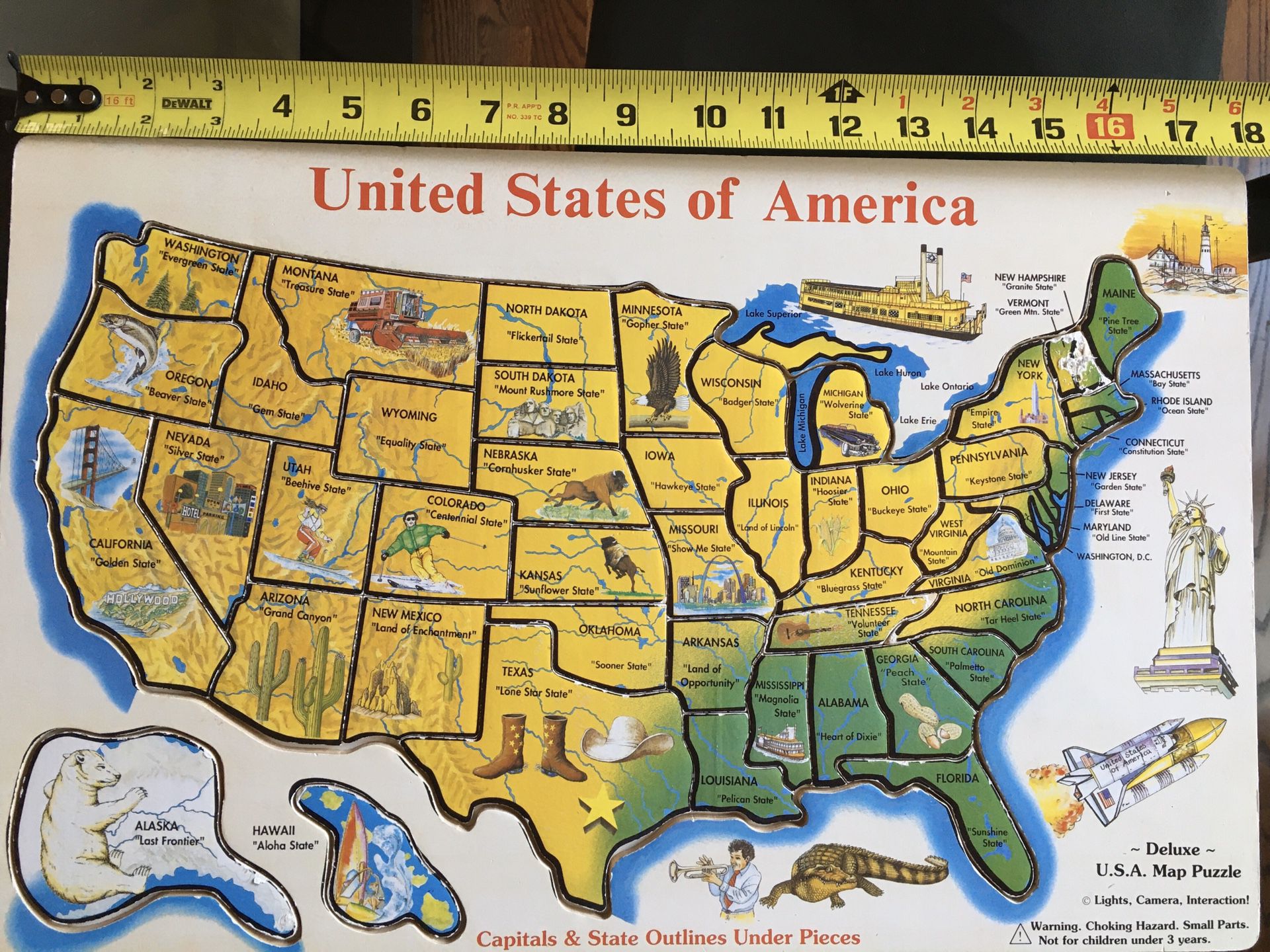 Children’s Wooden Puzzle - USA State & Capital Map (Melissa & Doug) 50 Pieces