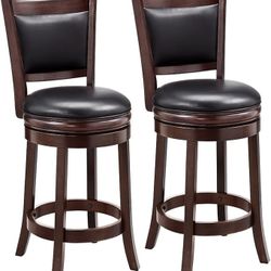 Set of Two Homelegance Shapel Swivel Counter Height Dark Cherry  Chairs