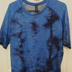 Lululemon Shirt Mens Medium Blue Tie Dye Metal Vent Tech Athletic Stretch Tee