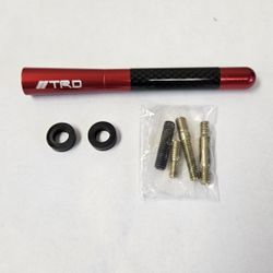 BRAND NEW RED TRD  Universal 4.7" Carbon Fiber Sports Car Antenna Adjustable TRD Logo Emblem