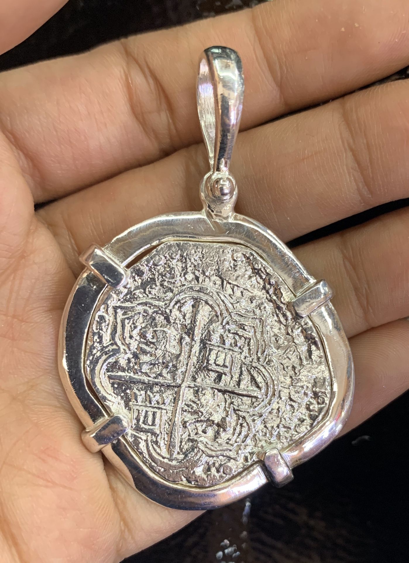 Beautiful Atocha silver coin pendant