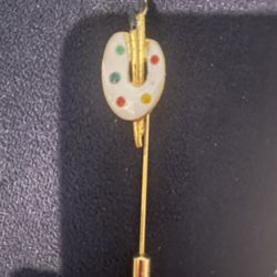 Enameled Painters Paint Palette 🎨 Pin Gold Tone