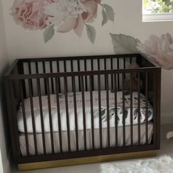 West Elm Modern Crib Acacia And Gold 