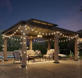 WOODEN GAZEBO 12x20 WITH DOUBLE STEEL ROOF