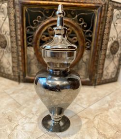 Silver Mercury Glass Large Apothecary Jar Vase With Lid
