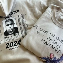 Size Large Bad Bunny Hoodie And Crewneck Sweater  Most Wanted Your Nadie Sabe Lo Que Va Pasar Mañana 