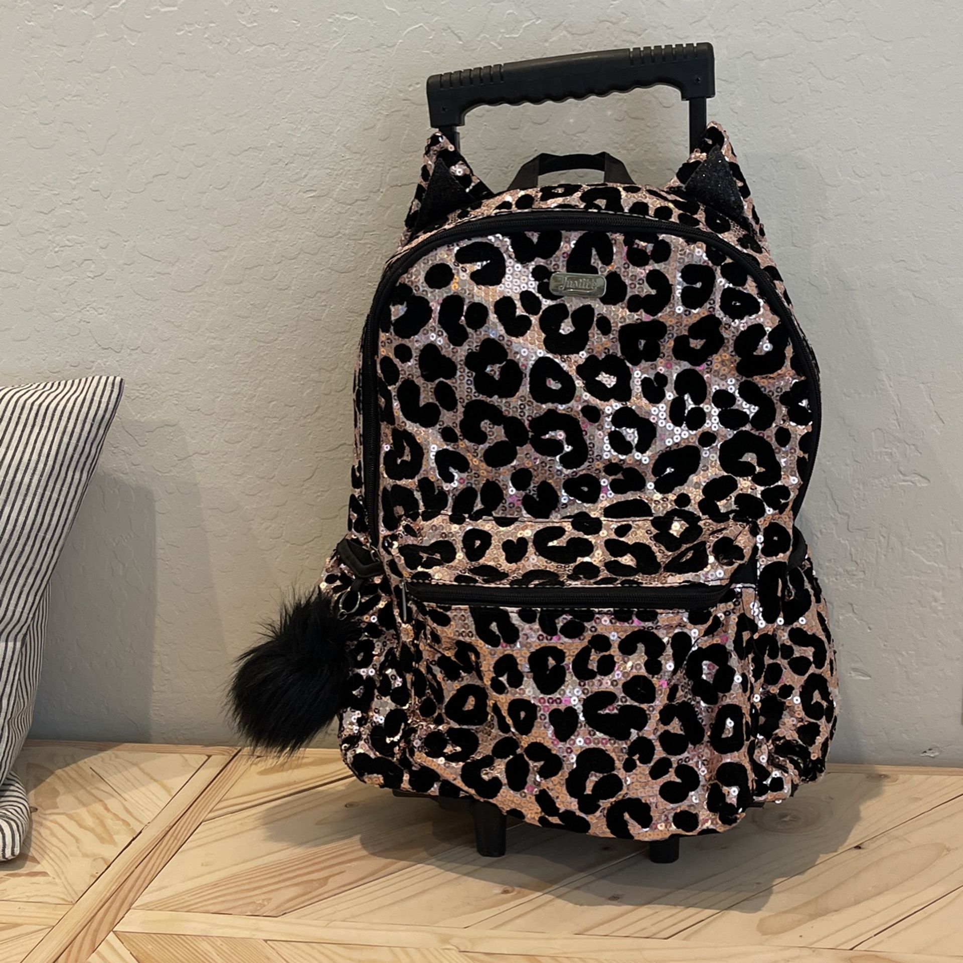 Justice Sparkly Rolling Backpack