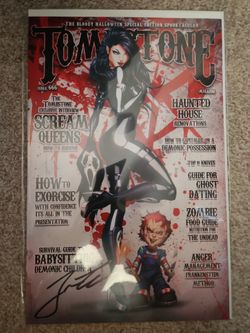 Jamie tyndall signed with coa halloween tombstone scream special comic