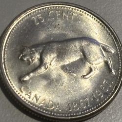 25 cents 1967 coin of Canada