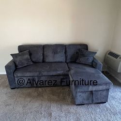 Corduroy Sectional Sleeper Sofa With Storage 