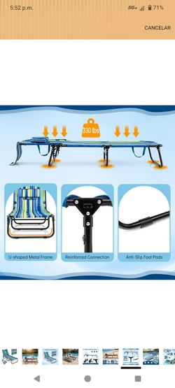 Folding Beach Lounge Chair 330 lbs Capacity