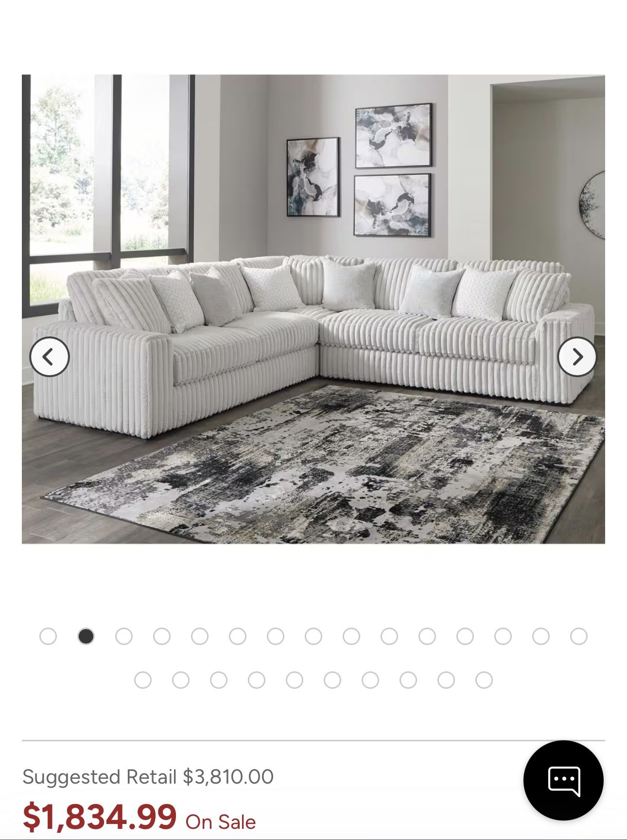 Ashley 3-Piece Sectional in Alloy W/ Ottoman