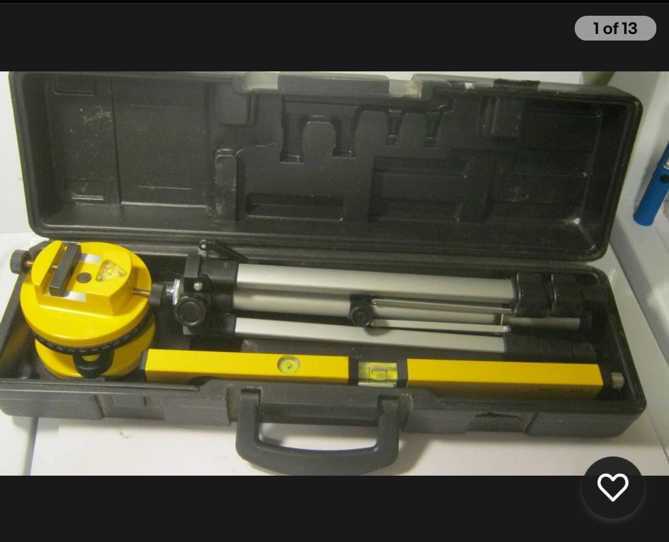 LASER LEVEL with Rotating Base & Tripod in Damaged Case EXCELLENT Working!!!