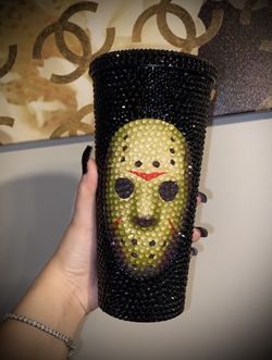 Black Rhinestone Friday The 13th Jason Voorhees Tumbler 