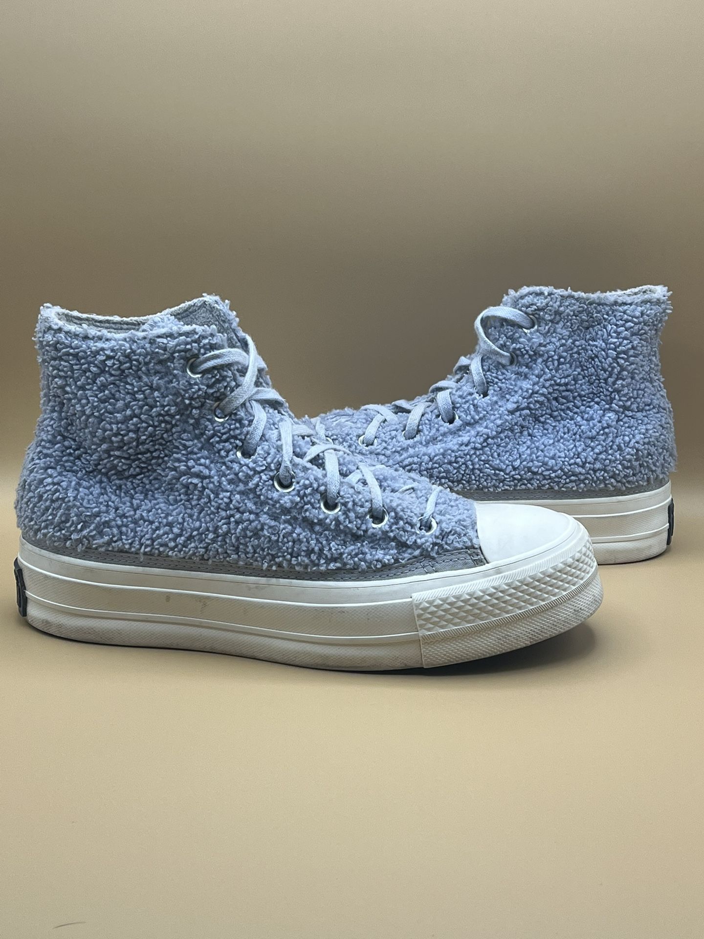 Converse Chuck Taylor All Star Platform High Sherpa Blue Shoes - Women’s Size 7.5