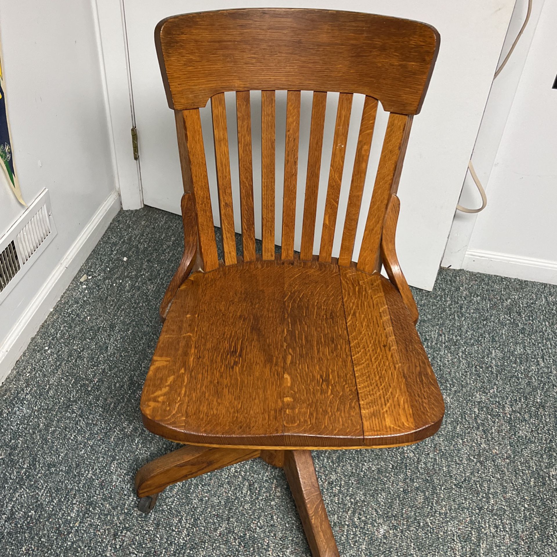 Vintage Oak Swivel Desk Chair
