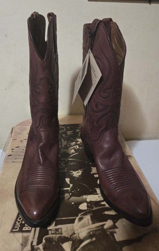 Women's Lucchese Leather Boots Size 9 Brown