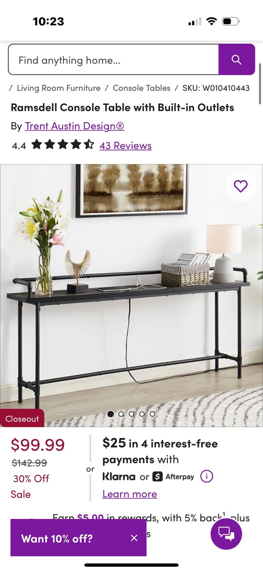 Ramsdell Console Table with Built-in.