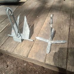 2 heavy Duty Galvanized Steel boat anchors, 3 lbs, 4 ls, Great Condition. $15.00 For Both.