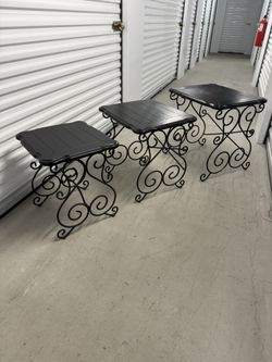 Powell Solid Wood/Wrought Iron Nesting Tables (Set of Three)