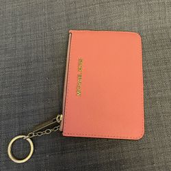 Michael Kors Jet Set Travel Small Coin Pouch ID Key Holder Wallet Grapefruit