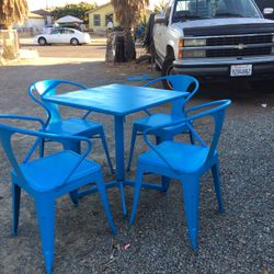 Metal Chairs And  Table 