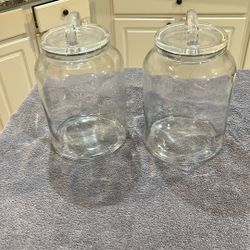Two Heavy Glass Jars
