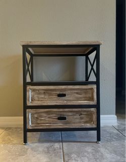 Industrial Wood and Metal Nightstand